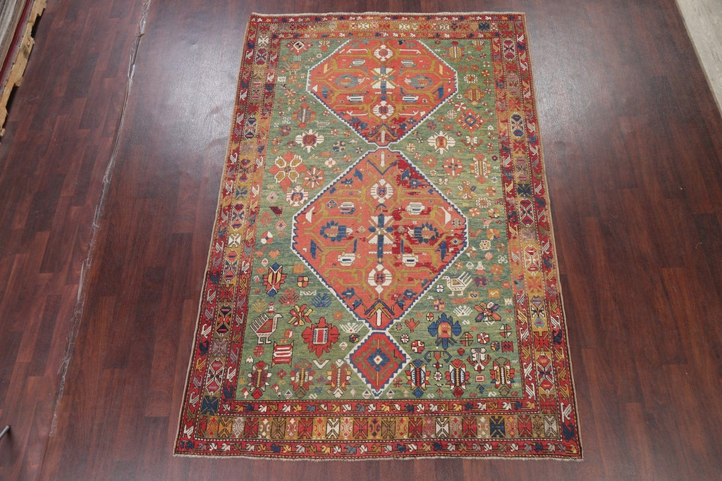 Pre-1900 Antique Vegetable Dye Tribal Kazak Area Rug 6x9