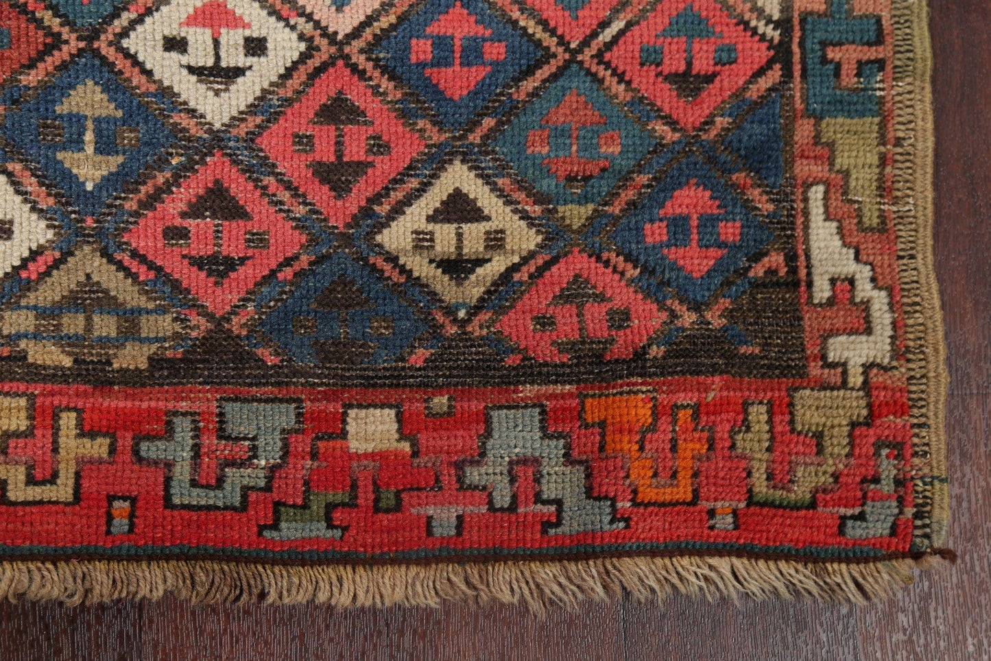 Pre-1900 Antique Vegetable Dye Kazak Caucasian Runner Rug 3x8