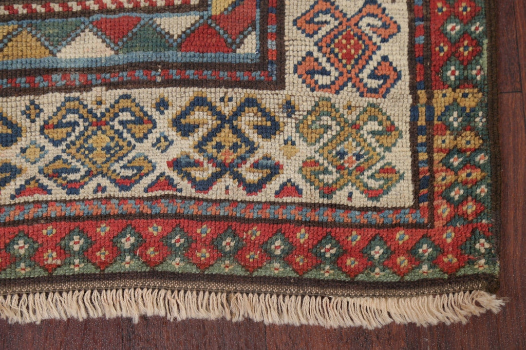 Pre-1900 Antique Vegetable Dye Kazak Caucasian Oriental Runner Rug 4x8