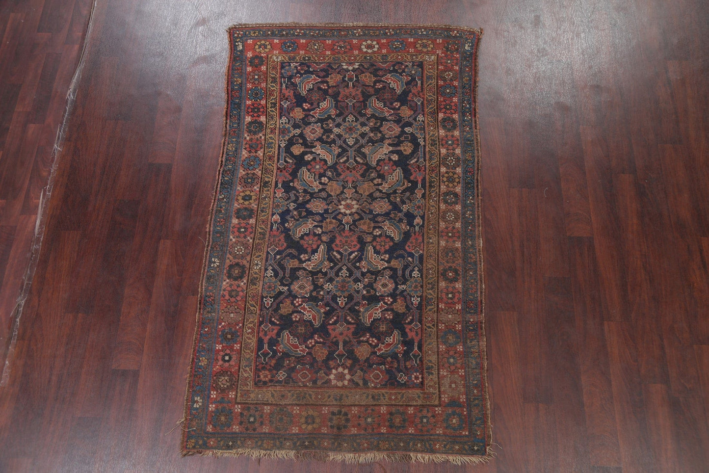 Pre-1900 Antique Vegetable Dye Bidjar Halvaei Persian Rug 4x7