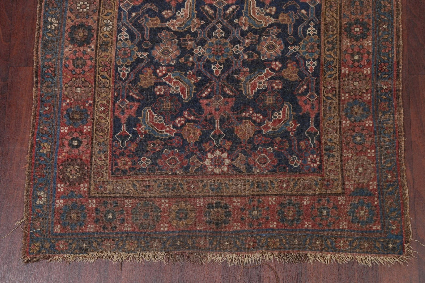 Pre-1900 Antique Vegetable Dye Bidjar Halvaei Persian Rug 4x7