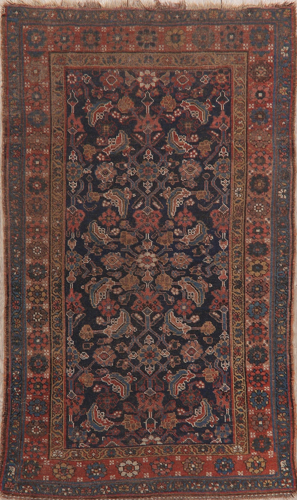 Pre-1900 Antique Vegetable Dye Bidjar Halvaei Persian Rug 4x7