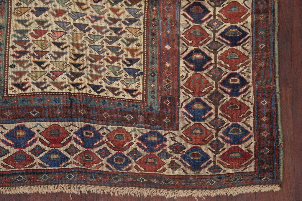 Pre-1900 Antique Vegetable Dye Kazak Caucasian Rug 5x7