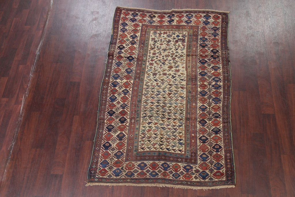 Pre-1900 Antique Vegetable Dye Kazak Caucasian Rug 5x7