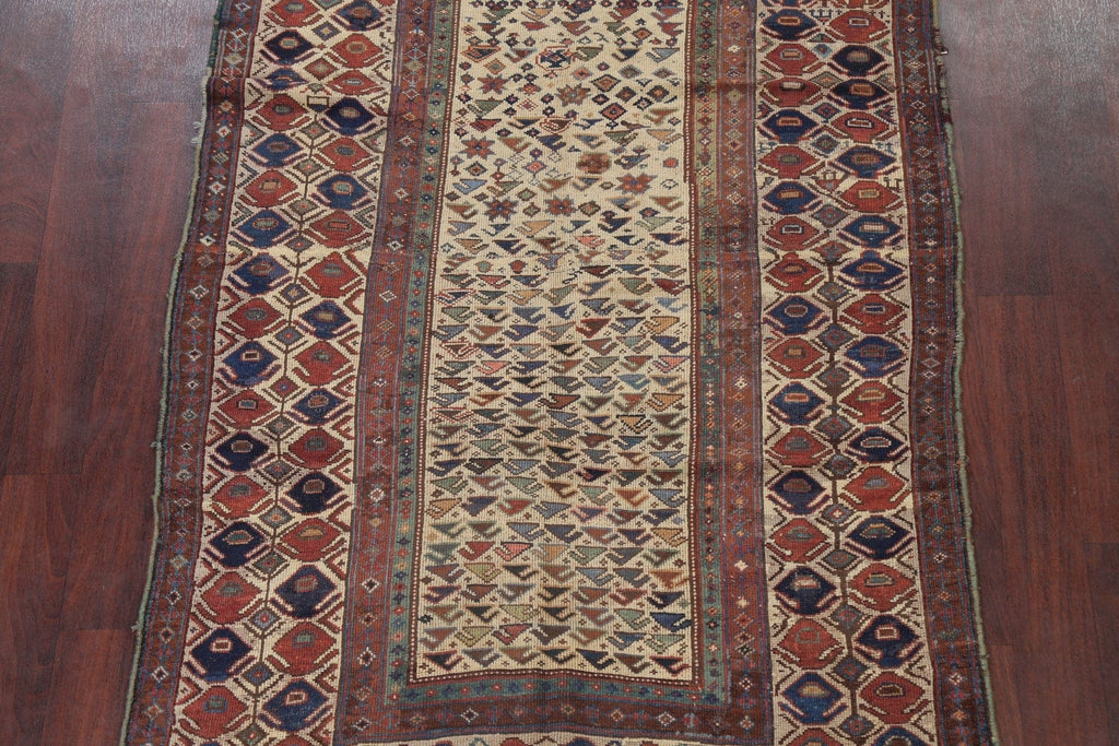 Pre-1900 Antique Vegetable Dye Kazak Caucasian Rug 5x7