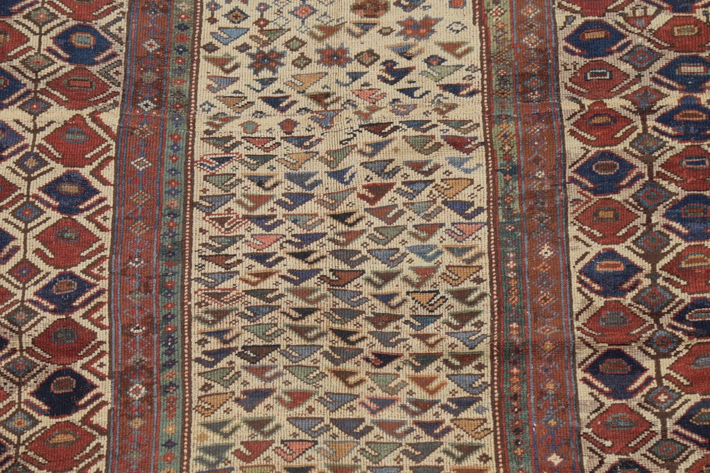 Pre-1900 Antique Vegetable Dye Kazak Caucasian Rug 5x7