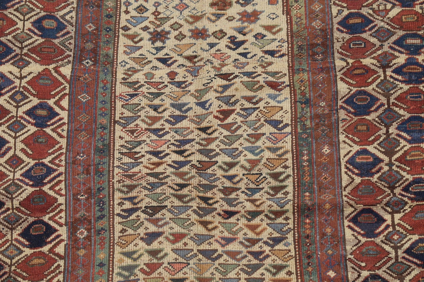 Pre-1900 Antique Vegetable Dye Kazak Caucasian Rug 5x7