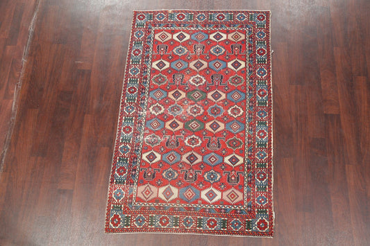 Antique Vegetable Dye Shirvan Russian Area Rug Wool 4x6