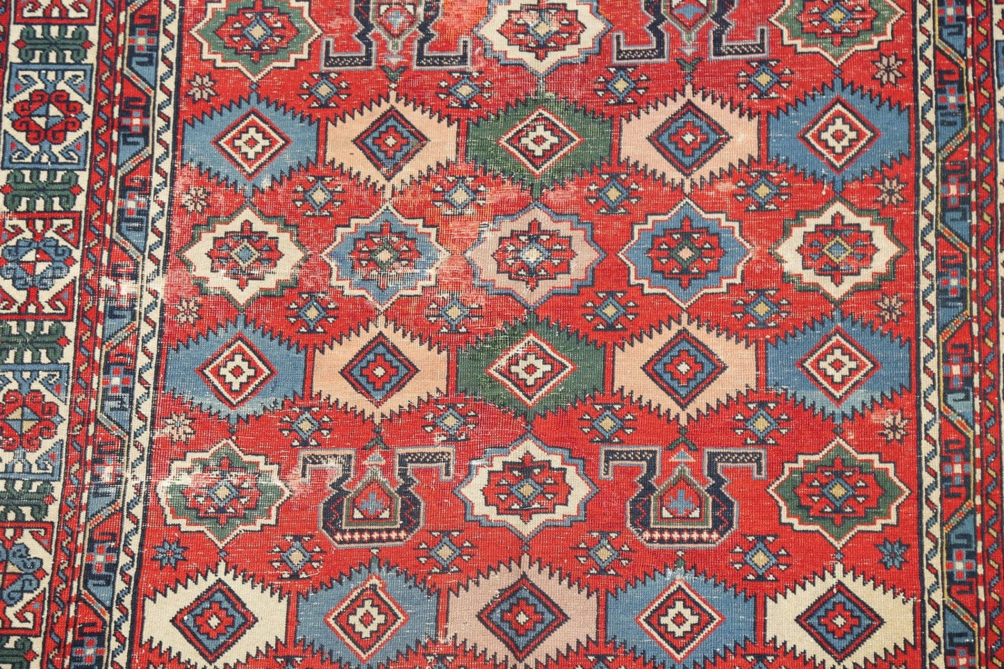 Antique Vegetable Dye Shirvan Russian Area Rug Wool 4x6