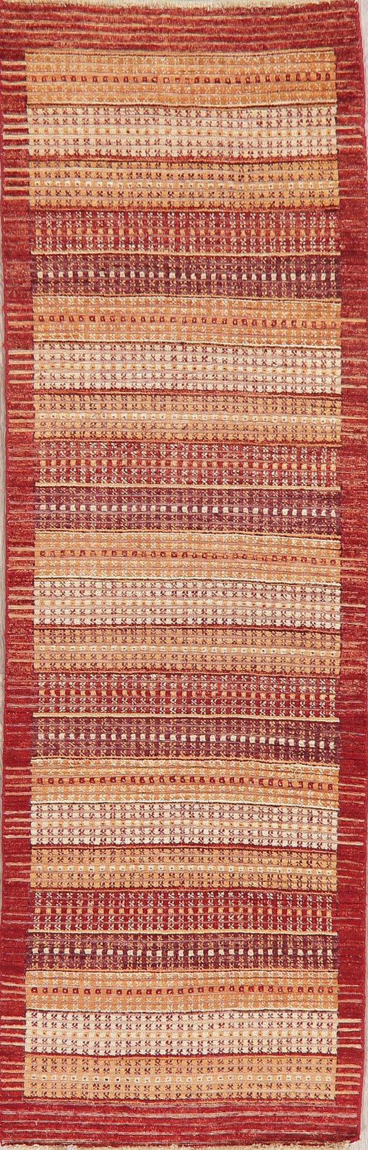 Multi-Color Stripe Modern Oriental Runner Rug 3x9