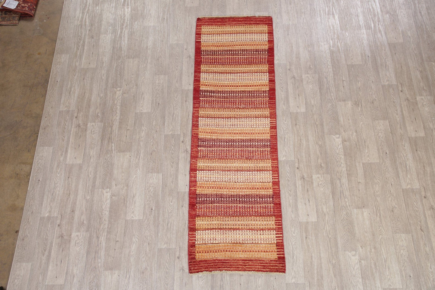 Multi-Color Stripe Modern Oriental Runner Rug 3x9