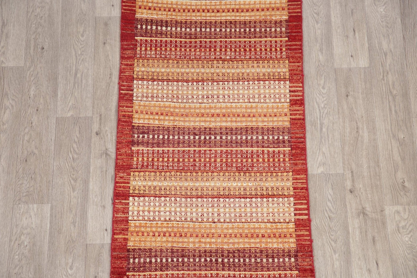 Multi-Color Stripe Modern Oriental Runner Rug 3x9