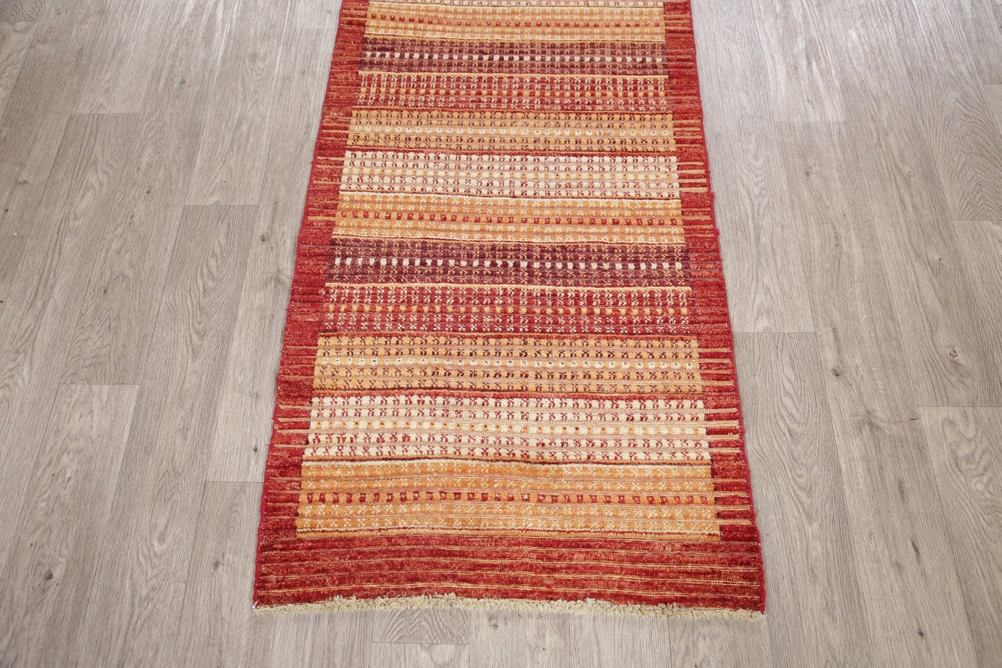 Multi-Color Stripe Modern Oriental Runner Rug 3x9