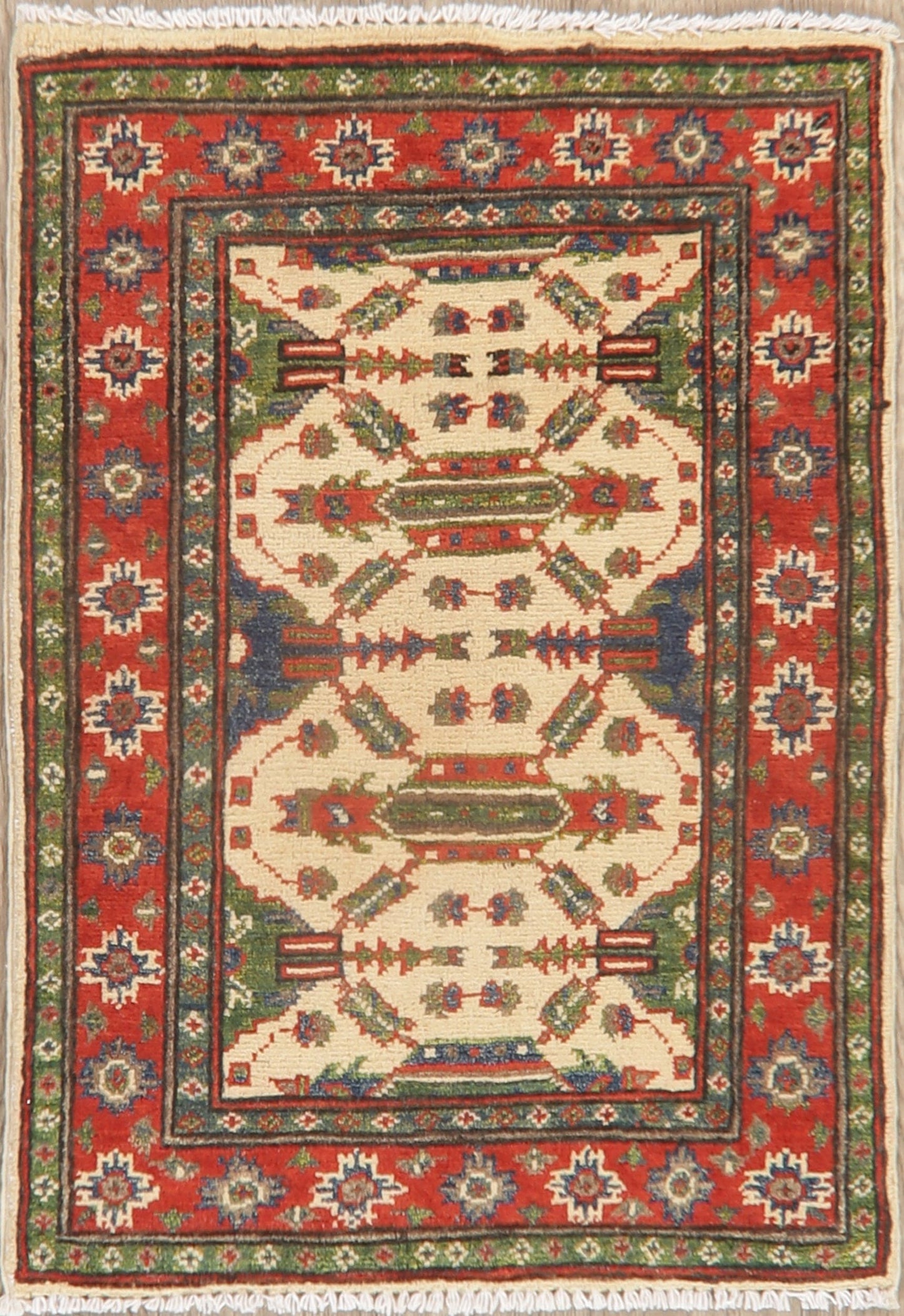 Geometric Super Kazak Area Rug 2x3