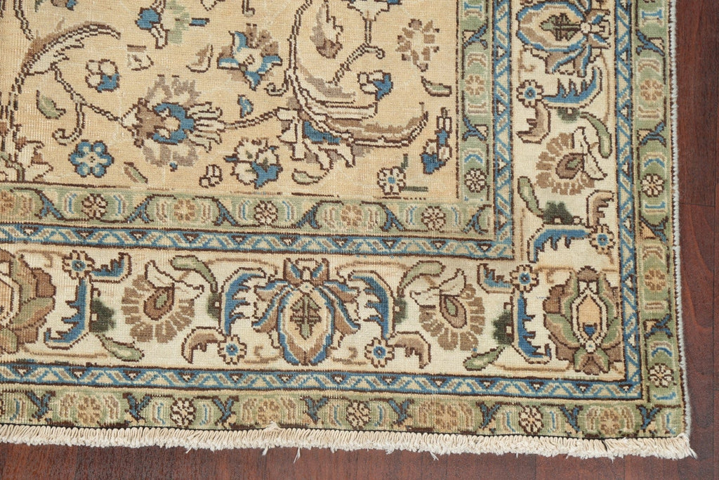 Vintage Floral Beige Tabriz Persian Area Rug Wool 6x10