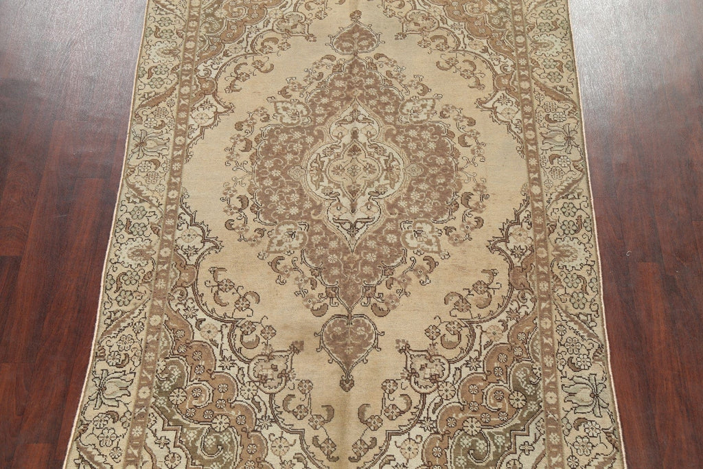 Vintage Floral Tabriz Persian Distressed Area Rug 6x9