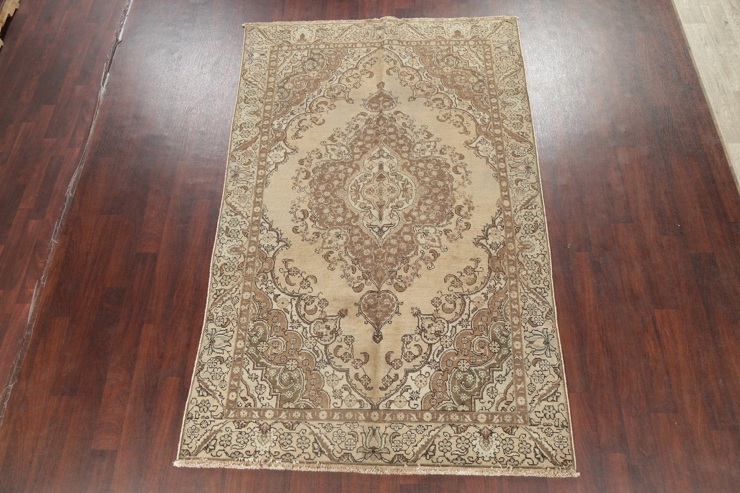 Vintage Floral Tabriz Persian Distressed Area Rug 6x9