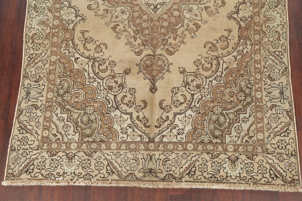 Vintage Floral Tabriz Persian Distressed Area Rug 6x9