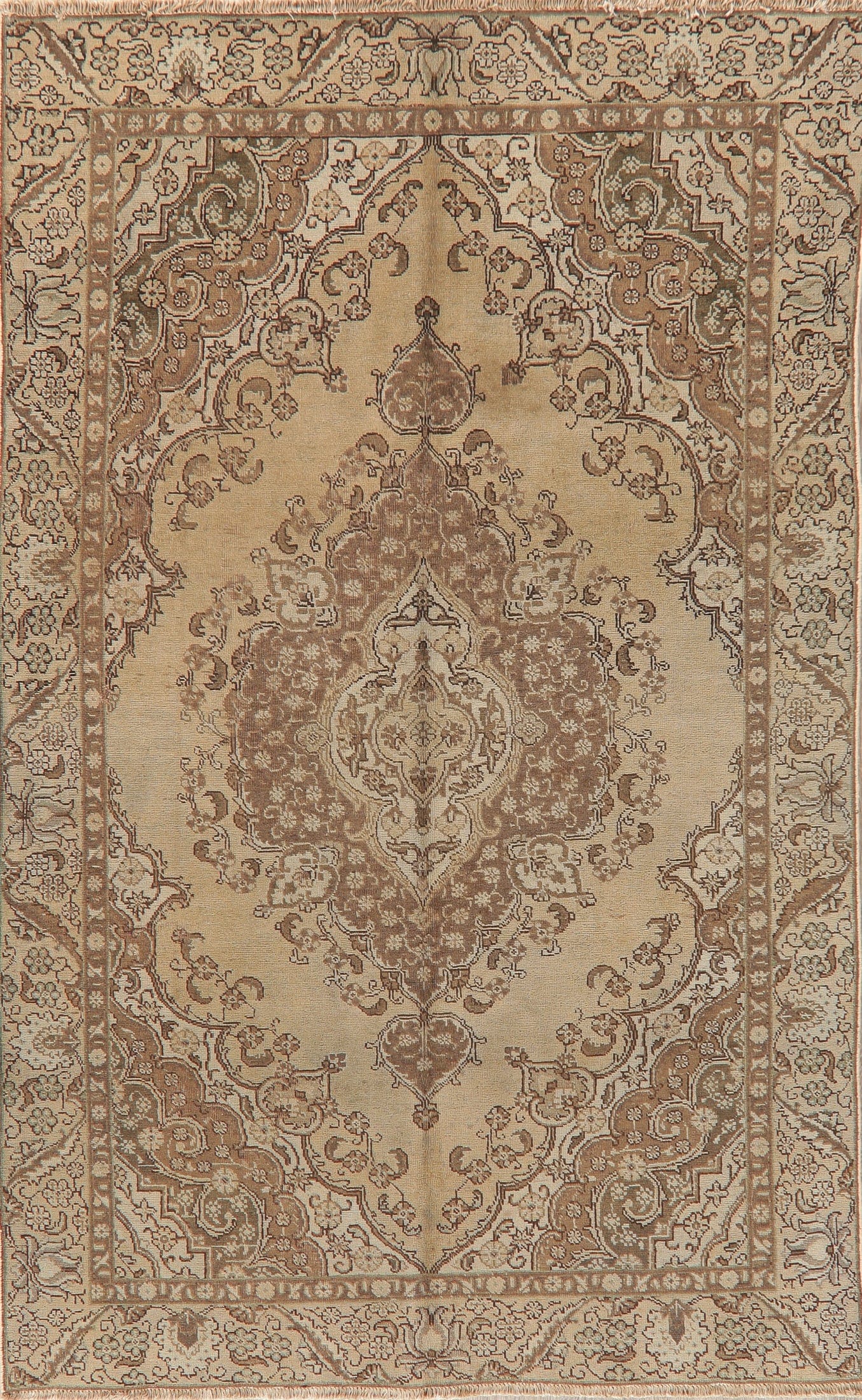 Vintage Floral Tabriz Persian Distressed Area Rug 6x9