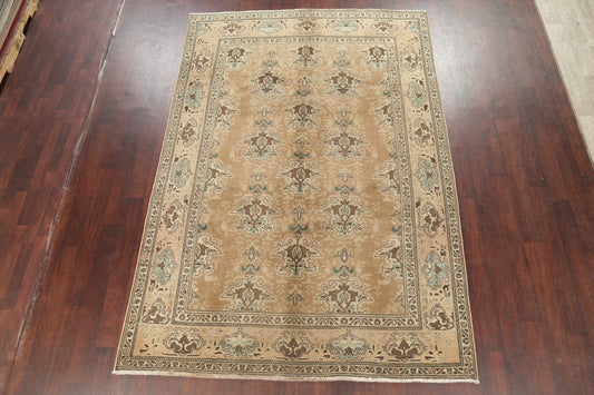 Muted Distressed Tabriz Persian Area Rug 7x10