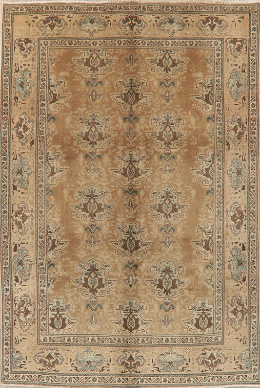 Muted Distressed Tabriz Persian Area Rug 7x10