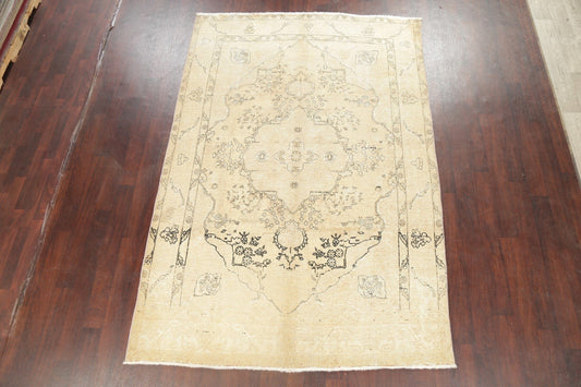 Muted Distressed Tabriz Persian Area Rug 6x10