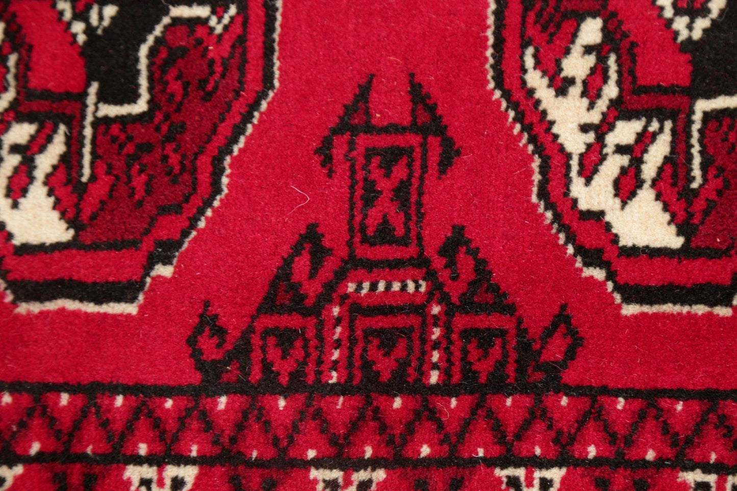 Geometric Red Bokhara Oriental Runner Rug Wool 2x6