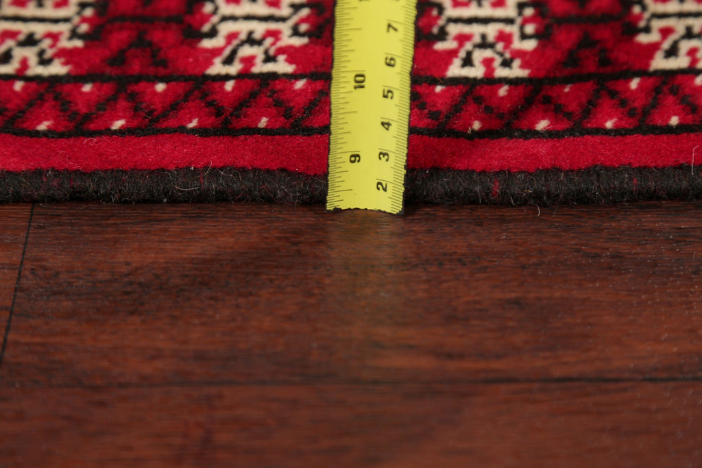 Geometric Red Bokhara Oriental Runner Rug Wool 2x6