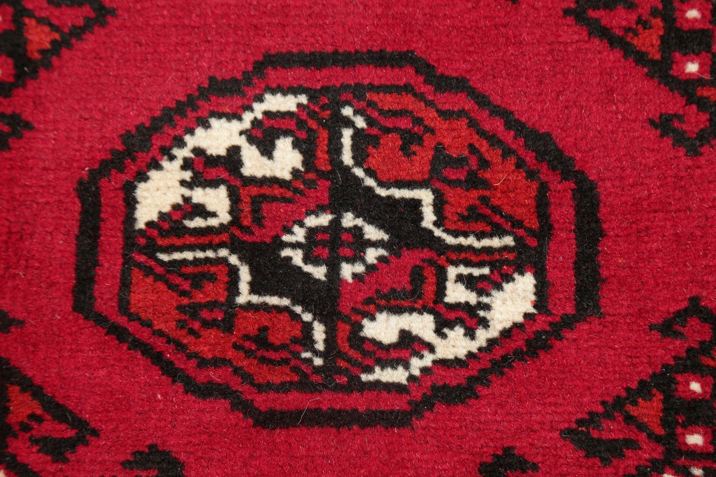 Geometric Red Bokhara Oriental Runner Rug Wool 2x6