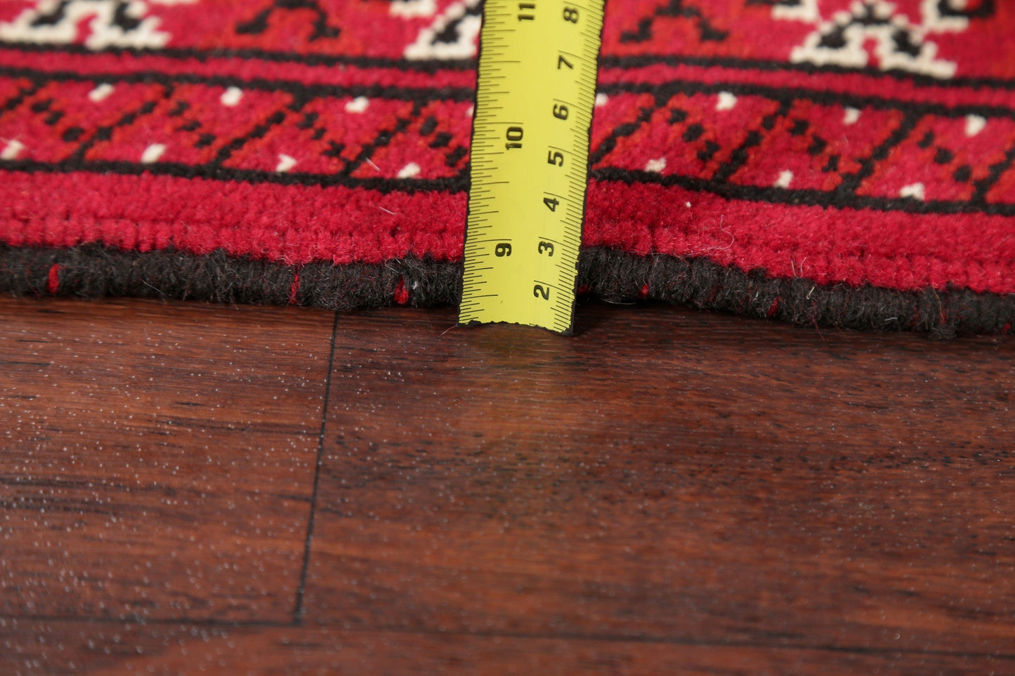 Geometric Red Bokhara Oriental Runner Rug Wool 2x6