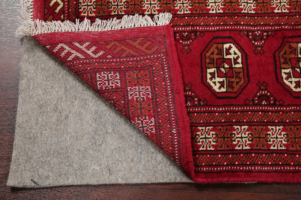 Geometric Red Bokhara Oriental Runner Rug Wool 2x6