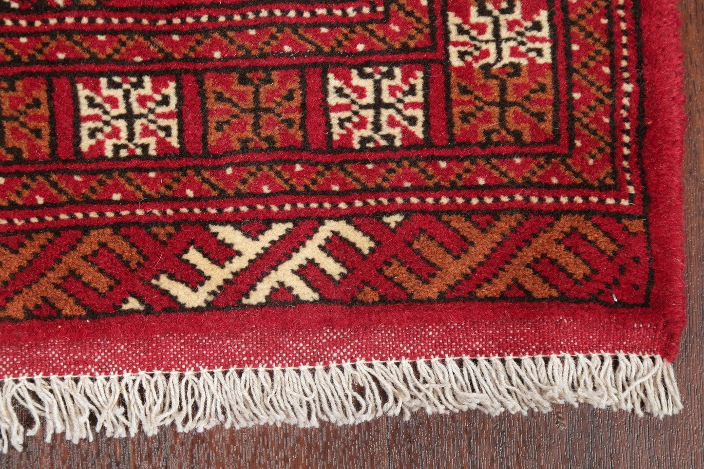 Geometric Red Bokhara Oriental Runner Rug Wool 2x6