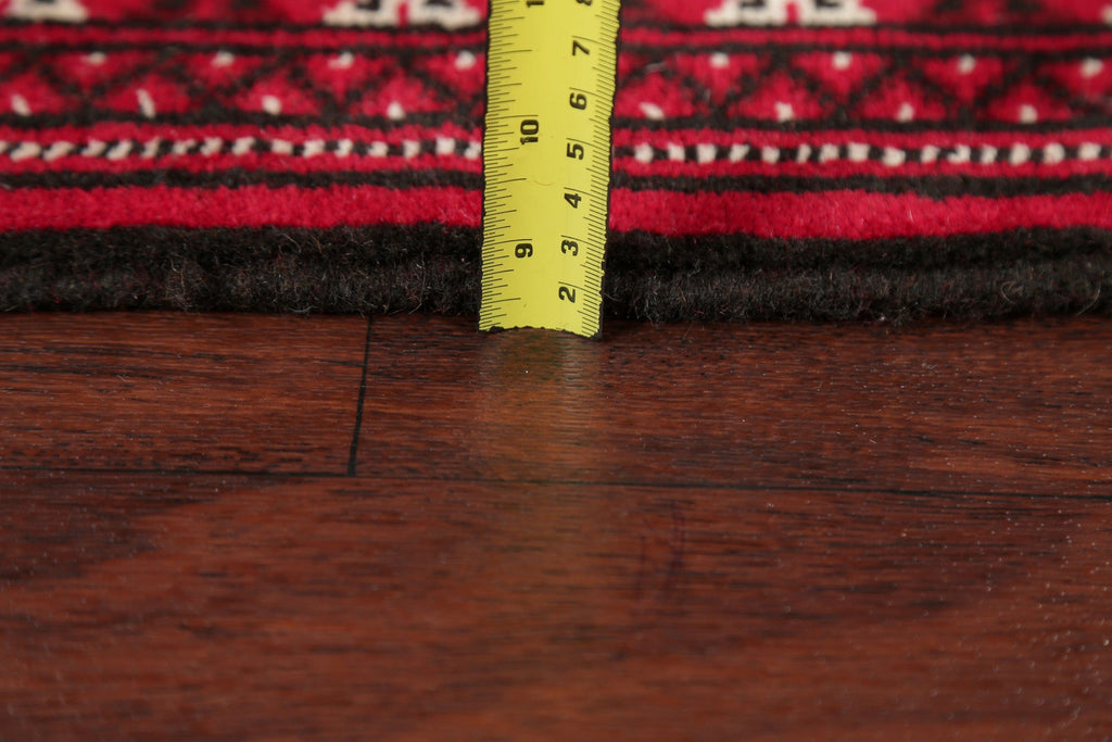 Geometric Red Bokhara Oriental Runner Rug Wool 2x6