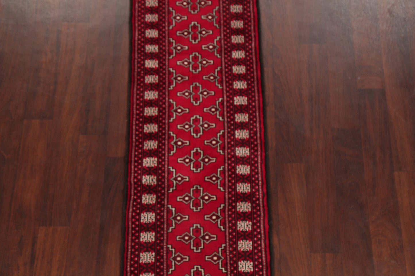 Geometric Red Bokhara Oriental Runner Rug Wool 2x6