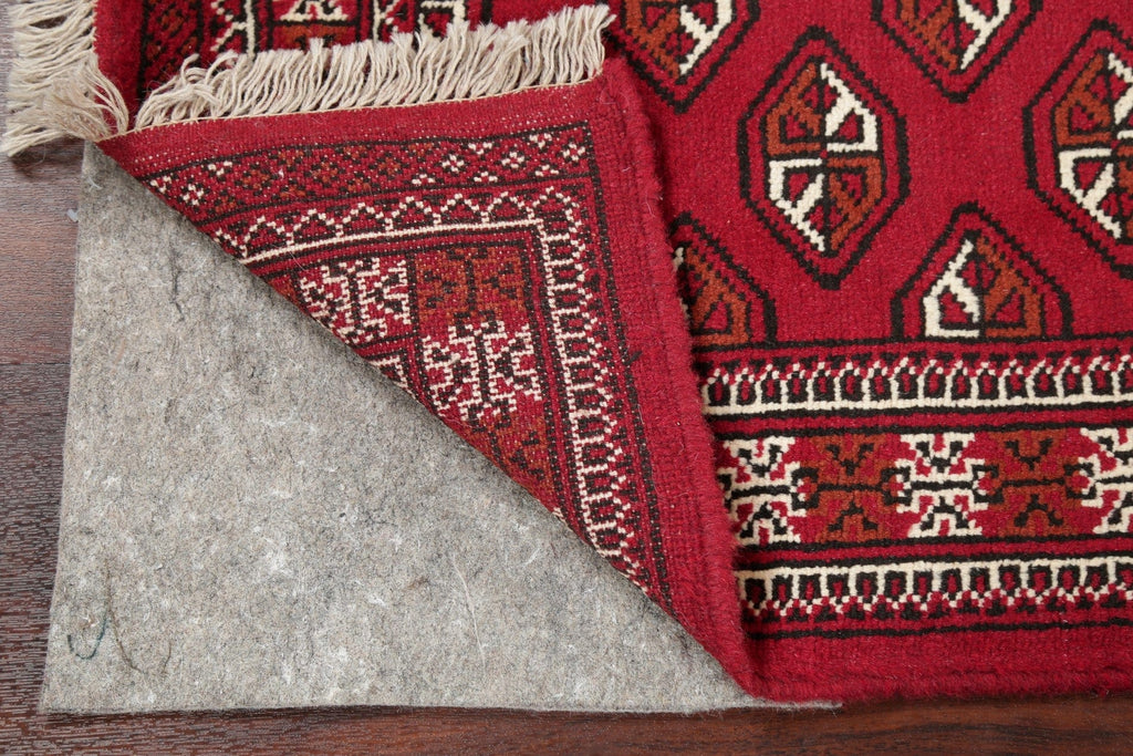 Geometric Red Bokhara Oriental Runner Rug Wool 2x6