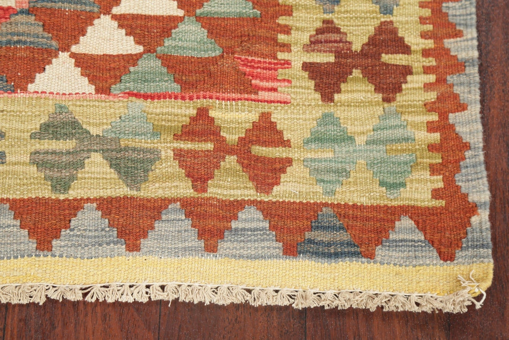 Pastel Geometric Kilim Turkish Rug 3x3 Square