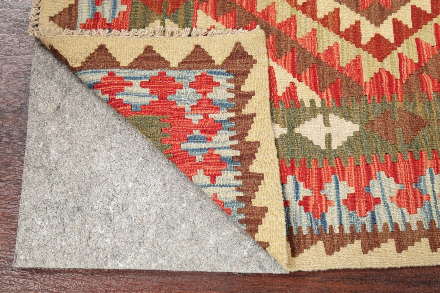 Pastel Geometric Kilim Turkish Oriental Rug Wool 3x4