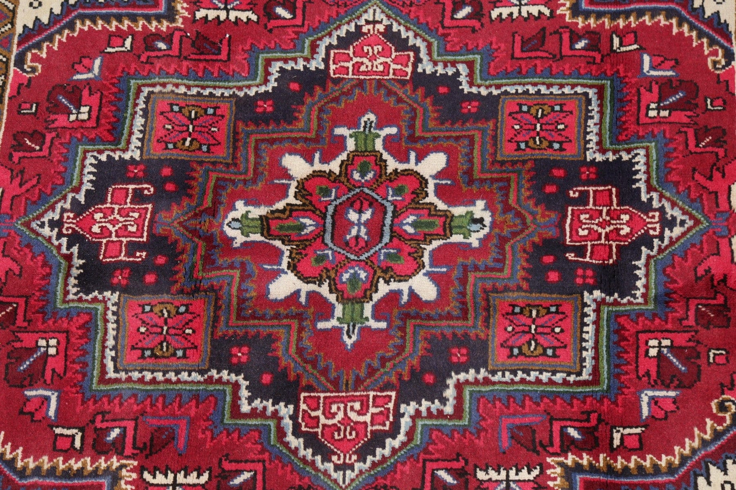 Geometric Red Heriz Persian Area Rug 5x7