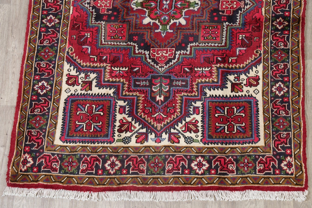 Geometric Red Heriz Persian Area Rug 5x7