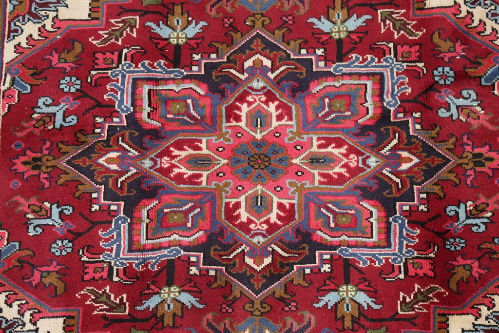 Geometric Red Heriz Persian Area Rug 5x6