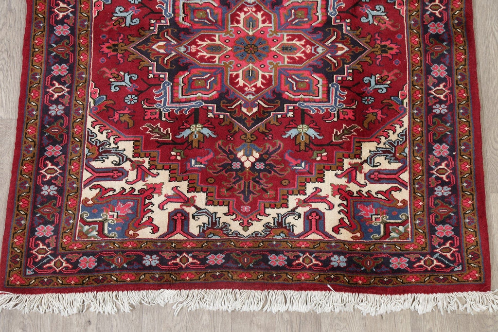 Geometric Red Heriz Persian Area Rug 5x6