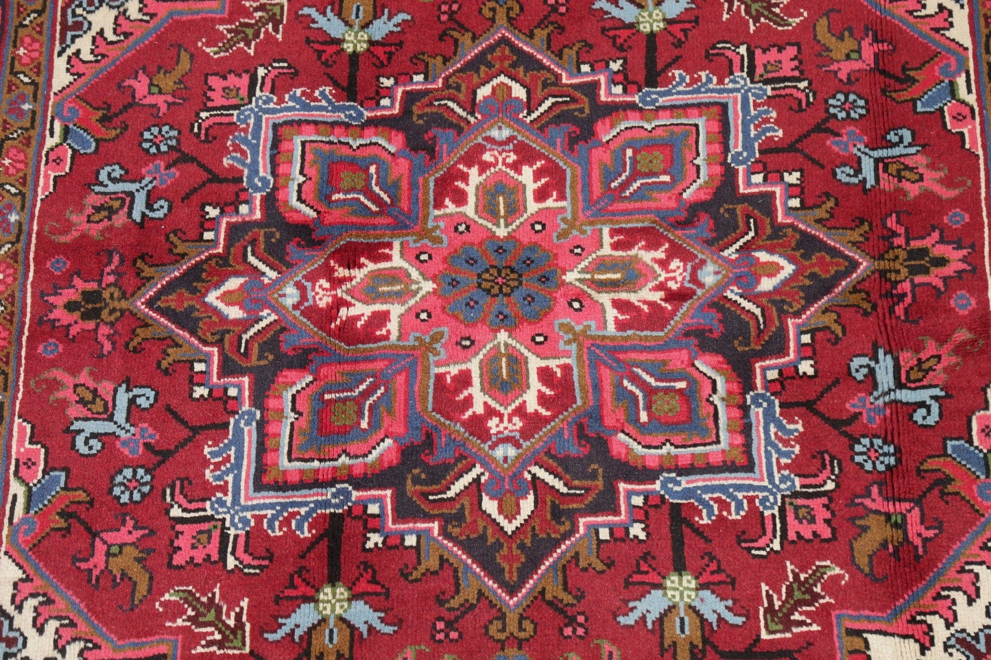 Geometric Red Heriz Persian Area Rug 5x7