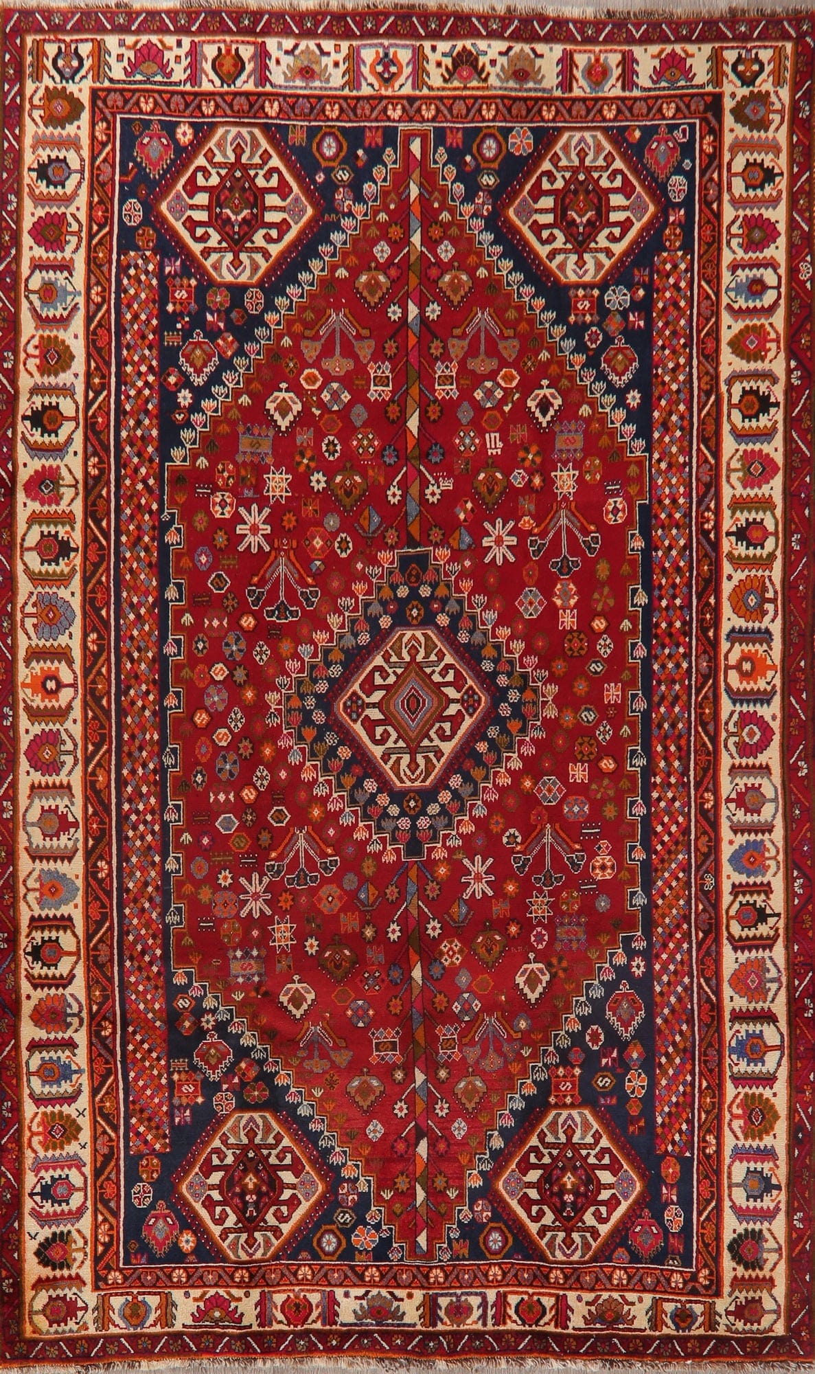 Red Tribal Geometric Kashkoli Persian Area Rug 5x9