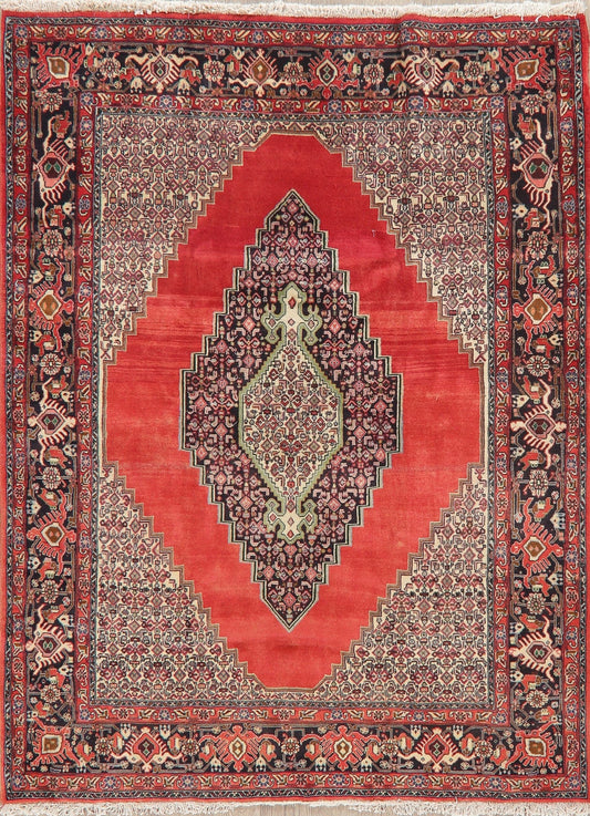Geometric Red Bidjar Persian Area Rug 6x7