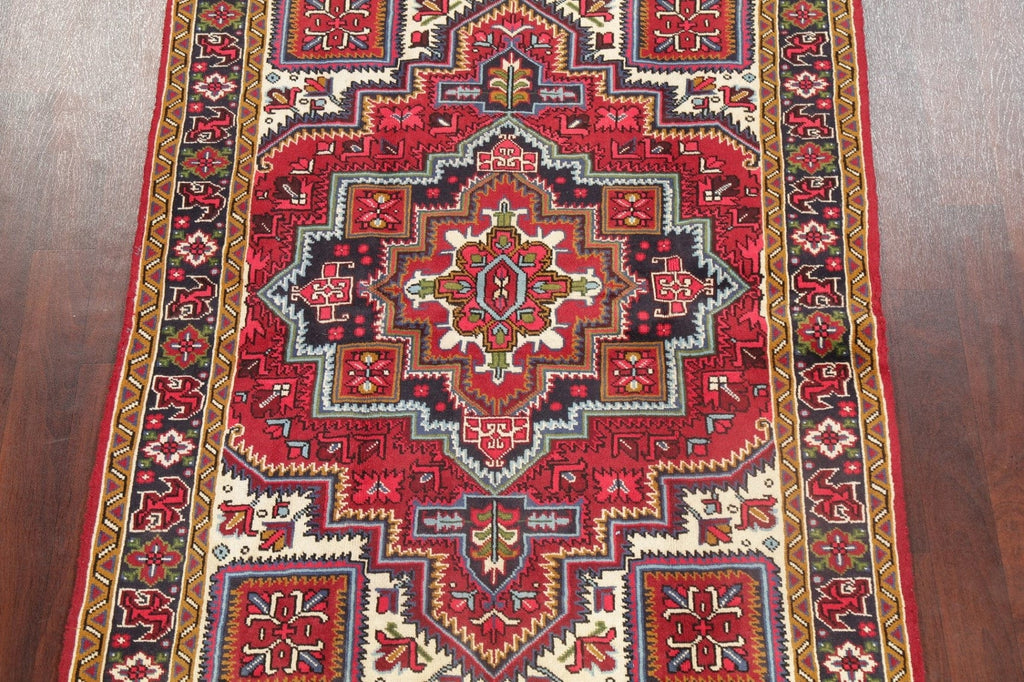 Geometric Red Heriz Persian Area Rug 5x7