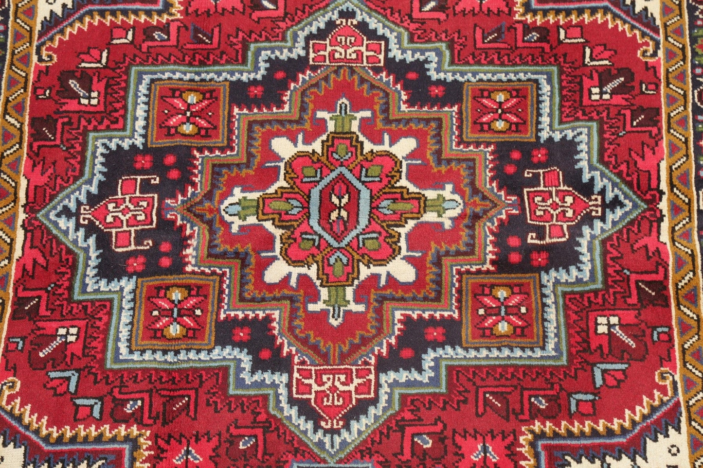 Geometric Red Heriz Persian Area Rug 5x7