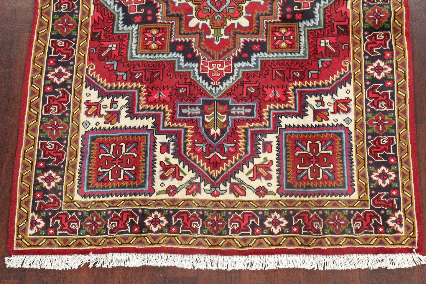 Geometric Red Heriz Persian Area Rug 5x7