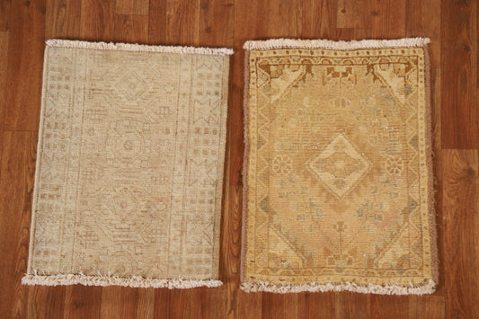 Set of 2 Vintage Hamedan Persian Rugs 2x2 Square