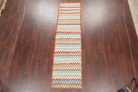 All-Over Kilim Turkish Oriental Runner Rug 3x9