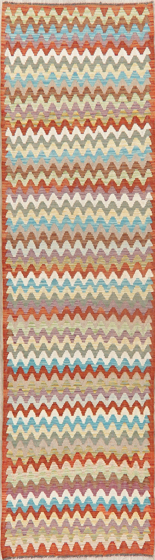 All-Over Kilim Turkish Oriental Runner Rug 3x9